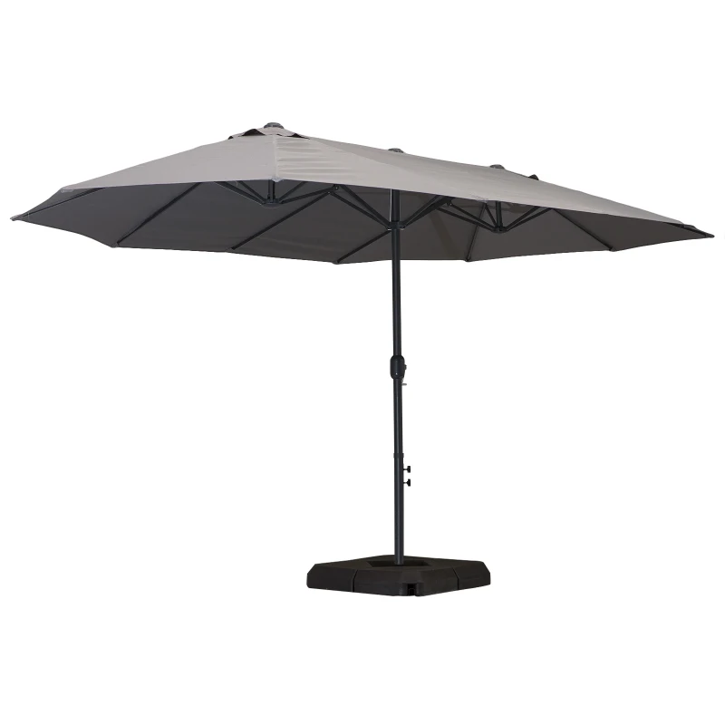 Outsunny® Doppelsonnenschirm mit Ständer Gartenschirm Marktschirm Terrasse Stahl Grau