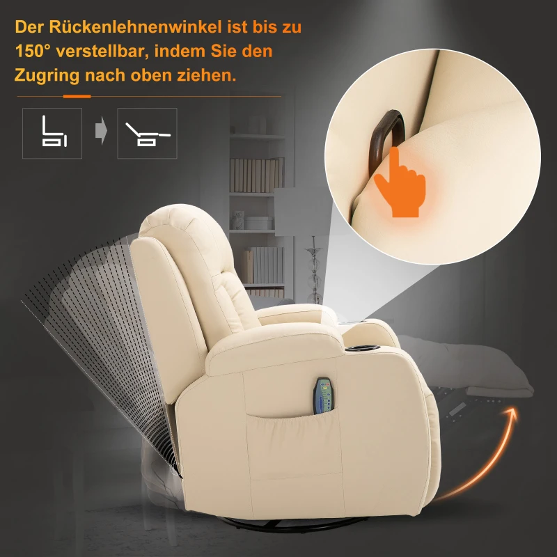HOMCOM® Massagesessel Wärmefunktion mit Fernbedienung creme