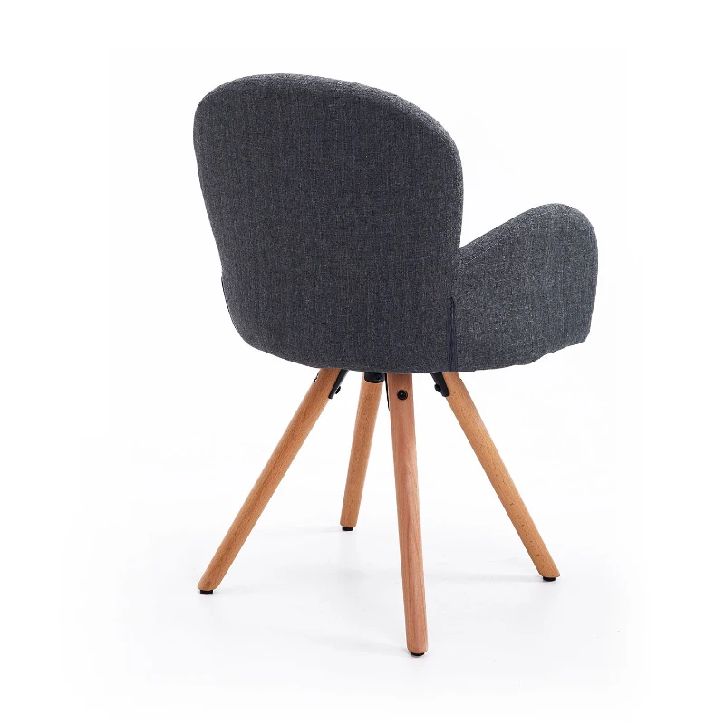 HOMCOM Polsterstuhl | Leinen, Schaumstoff, Holz | 55 x 53 x 81 cm | Grau, Natur