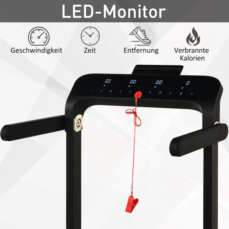 HOMCOM Home Laufband, Fitnessgeräte mit LED Display, Faltbar, Schwarz