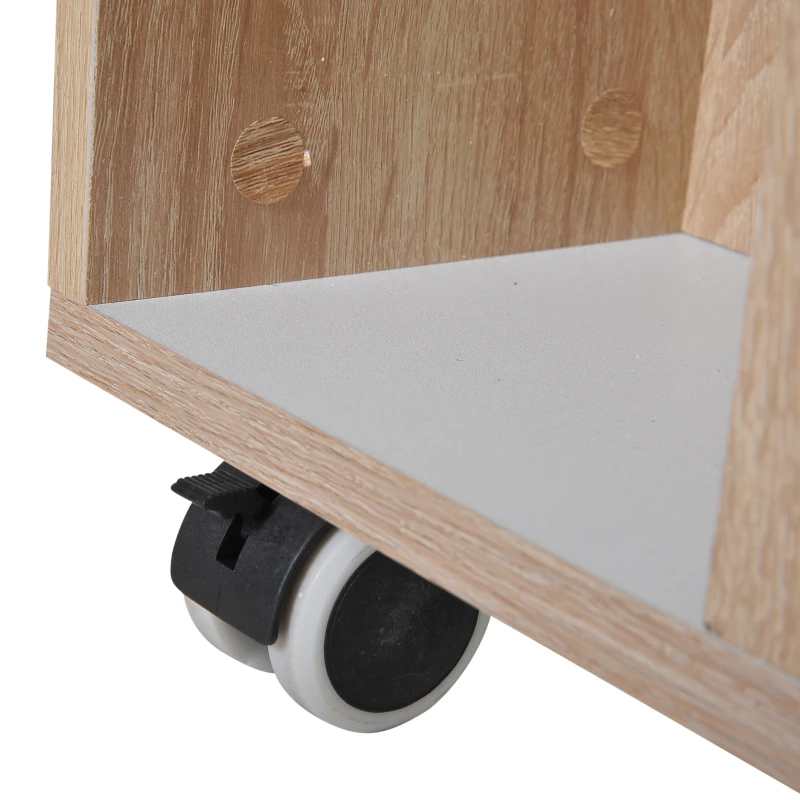 HOMCOM® Küchenwagen Servierwagen Rollwagen Rollbar aus Spanplatte Eiche 78 x 39,5 x 88,5 cm