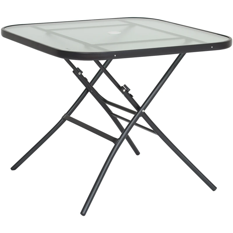 Outsunny® Gartenmöbel Set 7-teilige Sitzgruppe 1 Sonnenschirm, 1 Tisch, 4 Stühle Metall