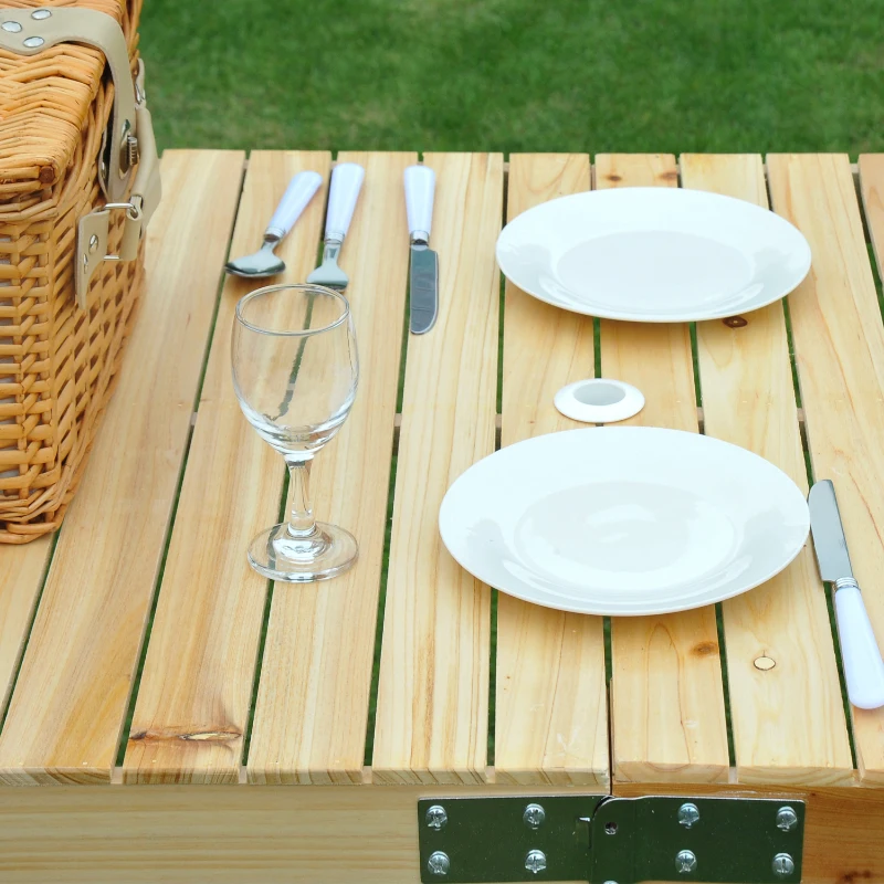 Outsunny® 11tlg. Picknickkorb Picknick Set Picknickkoffer Camping Korb mit Geschirr