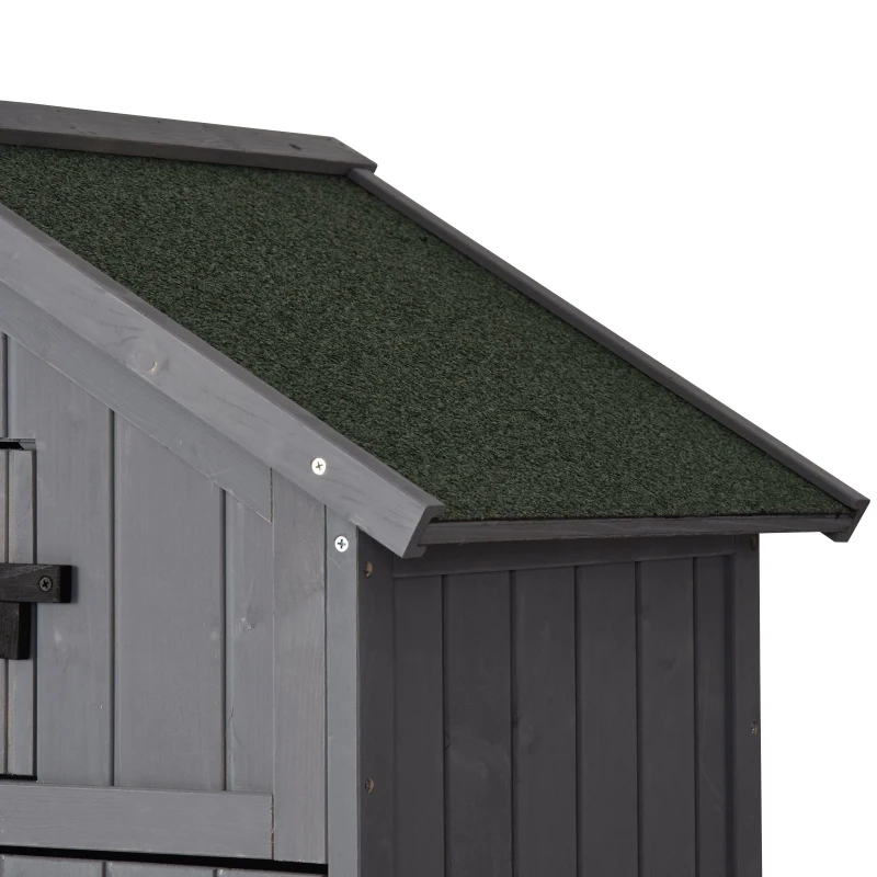 Outsunny® Gartenhaus Gerätehaus Geräteschuppen mit Fachböden Asphaltdach Fenster Holz Grau 77 x 54,2 x 179 cm