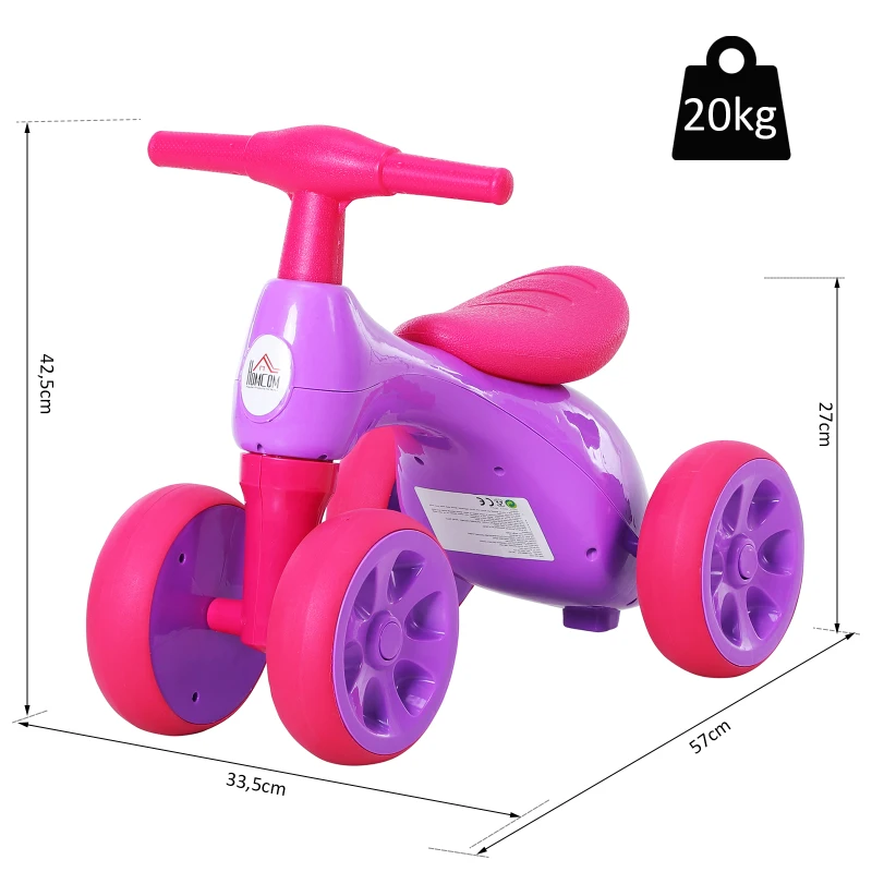 HOMCOM® Laufrad Lauffahrrad Balance Bike 18-36 Monate „BB“ -Klang Ruhig & Sicher PP Lila 57 x 33,5 x 42,5 cm