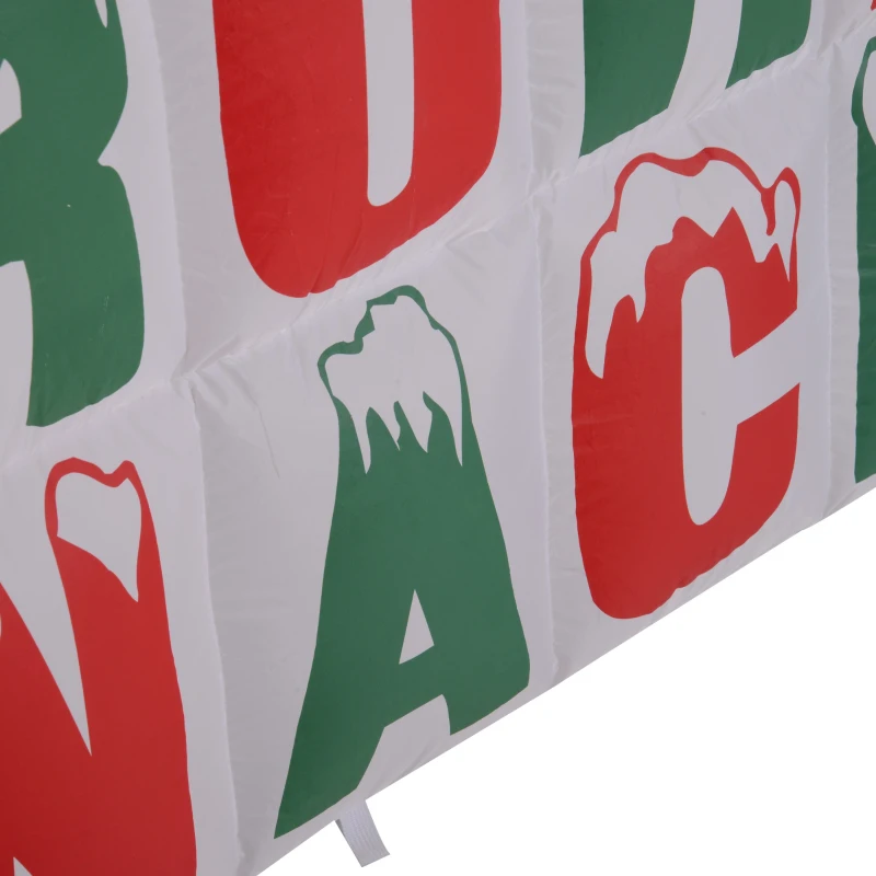 HOMCOM Weihnachtsdeko | Aufblasbar | Frohe Weihnachten Schriftzug | Beleuchtet | 250 x 25x 75 cm | Weiß, Rot, Grün