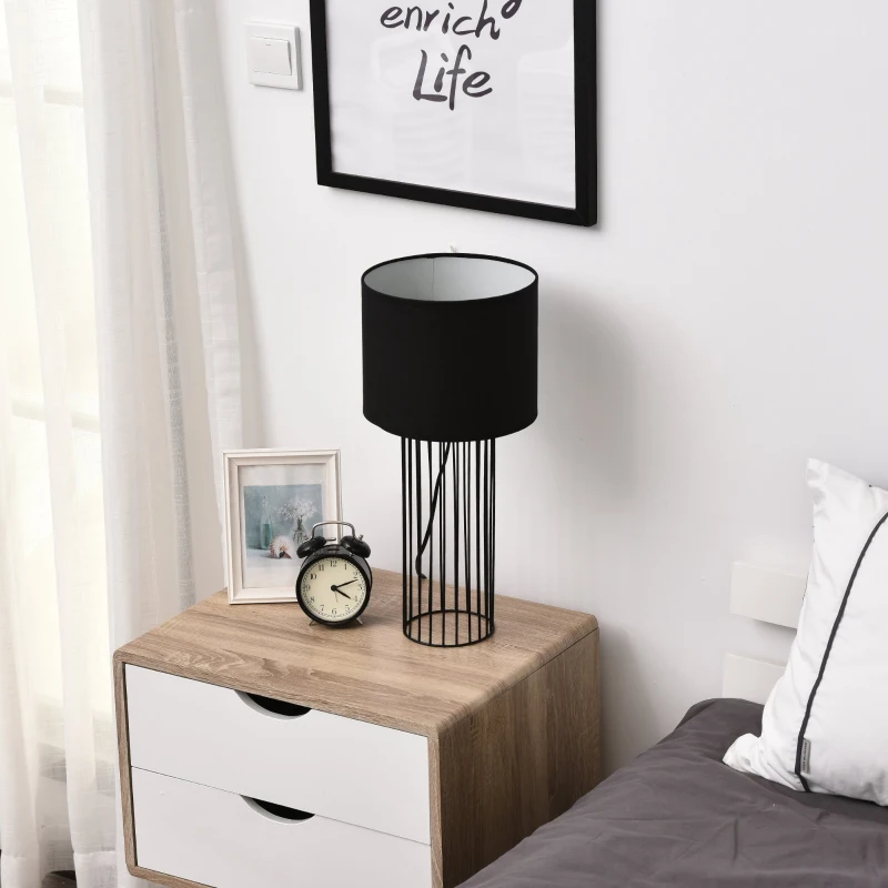 HOMCOM® Tischlampe mit E27 Fassung Tischleuchte Nachttischlampe Metall Schwarz