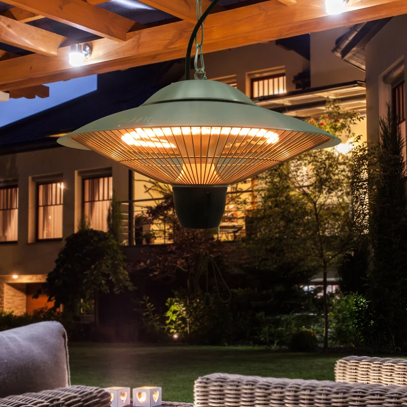 Outsunny® Deckenheizstrahler Heizstrahler 1500W Silber Φ42,5 x H25cm