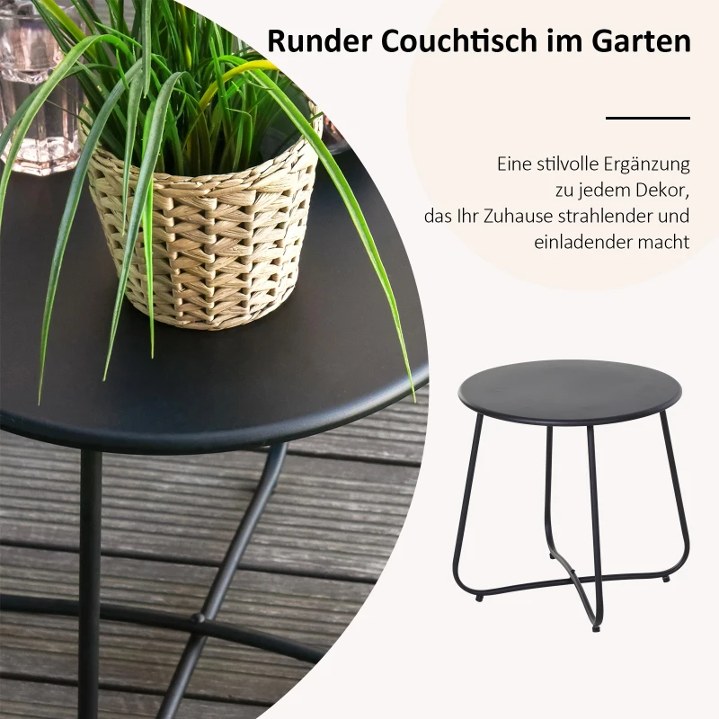 Outsunny® Beistelltisch Couchtisch Wohnzimmertisch Kaffeetisch Metall Schwarz