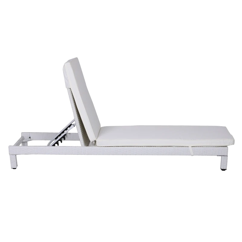 Outsunny® 2er-Set Sonnenliege Relaxliege Rückenlehne 5-stufig verstellbar mit Kissen Polyrattan 196 x 65 x 22 cm