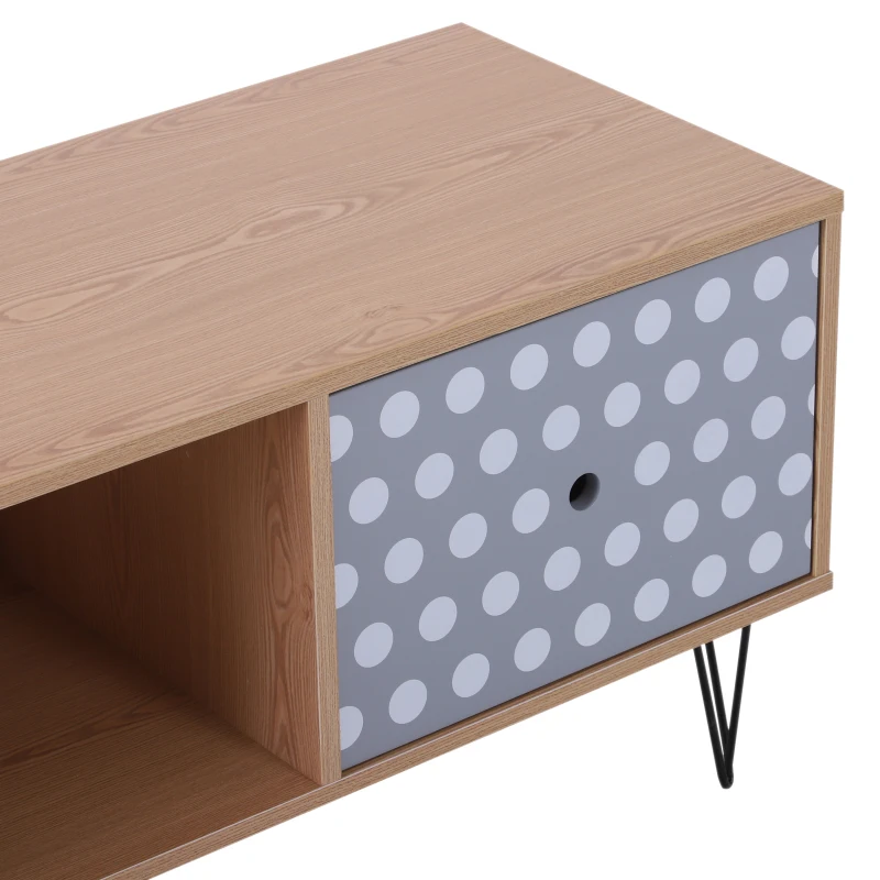 HOMCOM® Fernsehtisch Fernsehschrank TV-Board Lowboard  Retro-Stil mit Punktmuster Holz 140 x 40 x 44,5 cm