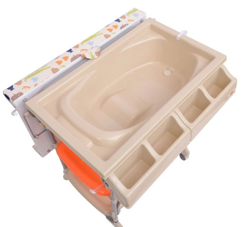 Mobiler Baby Wickeltisch mit Wickelauflage und Badewanne (2 in 1) Modell 1