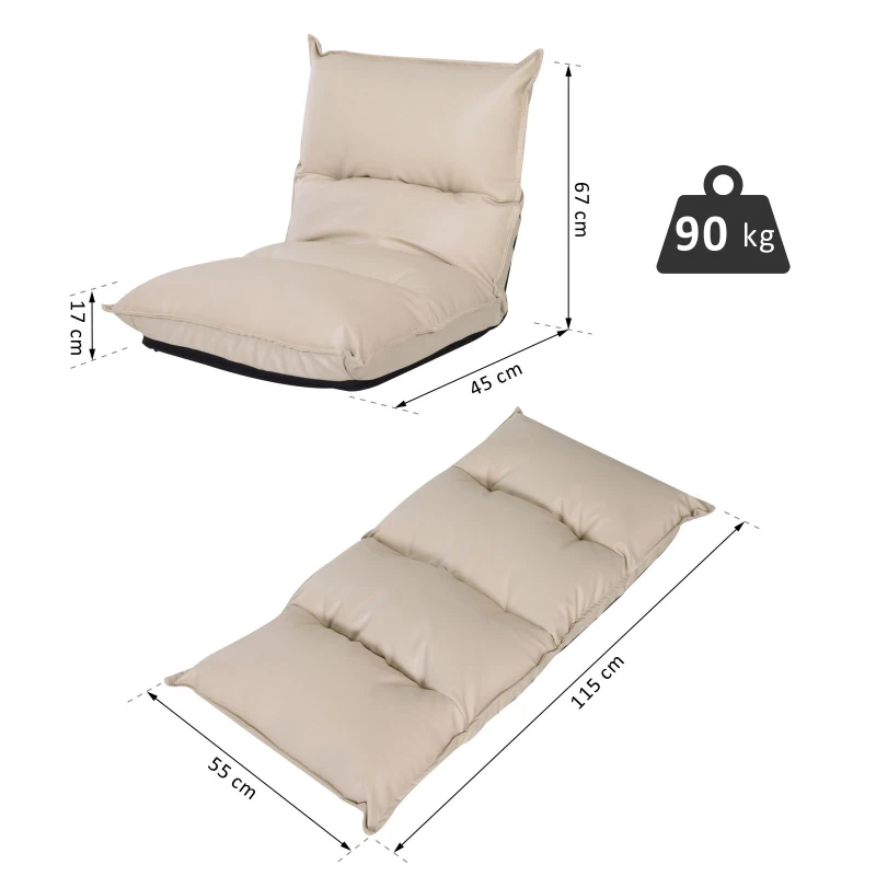 HOMCOM Sitzkissen verstellbare Rückenlehne 55 x 45 x 67 cm Creme