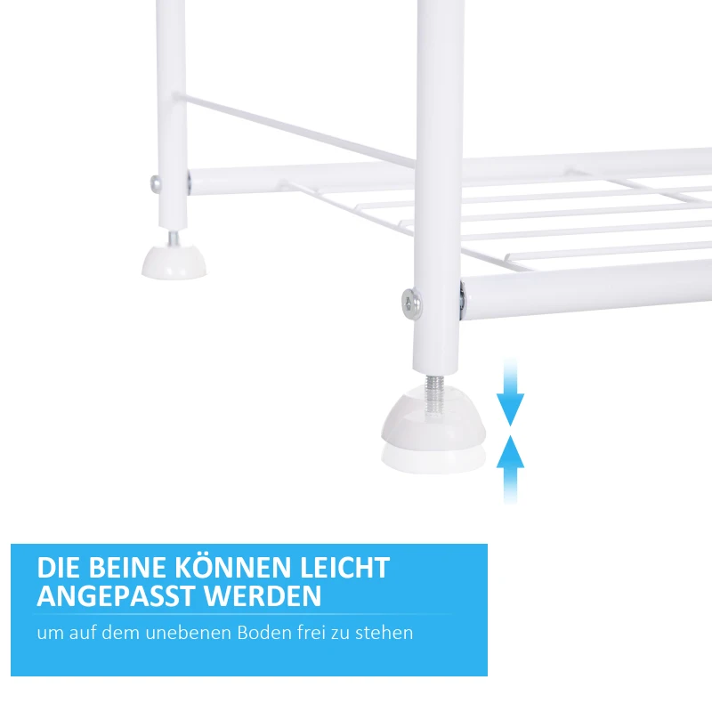 HOMCOM® Kleiderständer Garderobenständer Wäscheständer Kleiderstange Regal Metall Weiß 122 x 42,5 x 151 cm