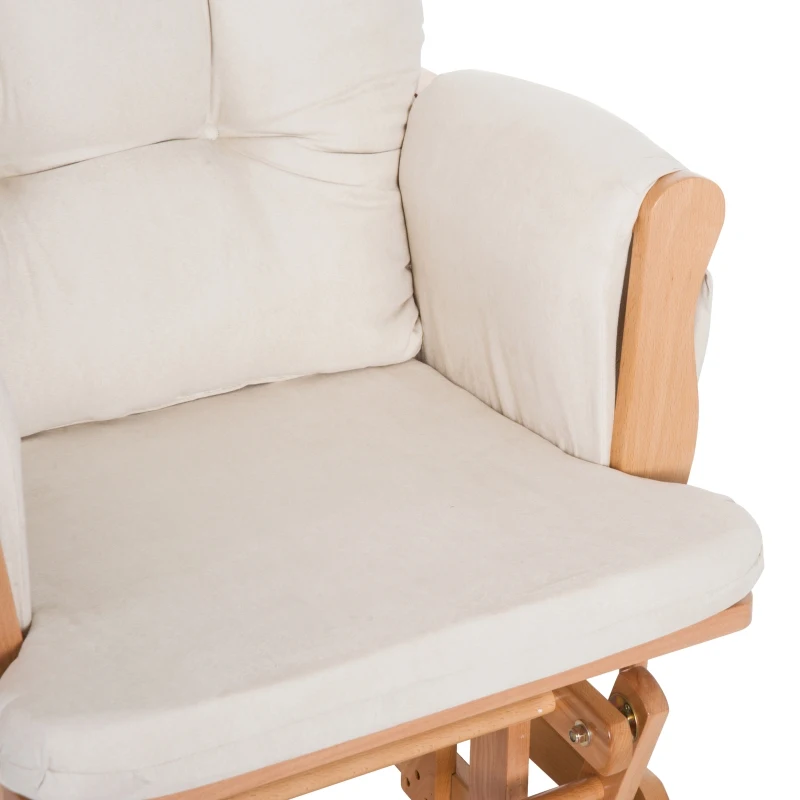 HOMCOM® Schaukelstuhl zum Stillen Entspannungsstuhl Stillstuhl Relaxsessel mit Hocker und Armlehne 120 kg  Belastbarkeit Holz Kunstwildleder Natur B96 x T60 x H96cm