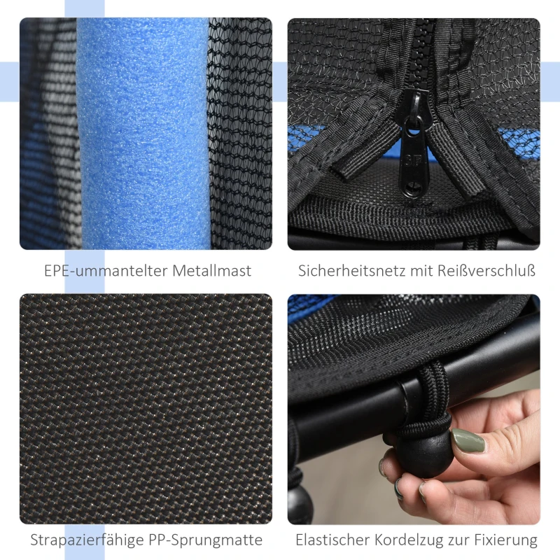 HOMCOM® Trampolin Kinder Gartentrampolin mit Sicherheitsnetz Randabdeckung Ø155cm bis 60kg