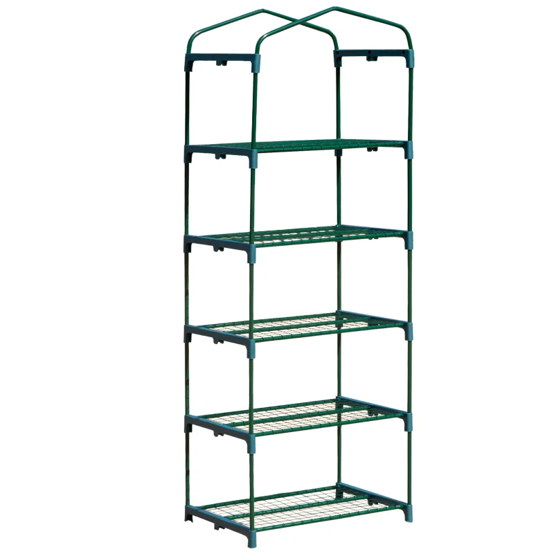 Outsunny® Mini-Gewächshaus Schützt Pflanzen mit Regal für Garten zur Aufzucht Schrägdach