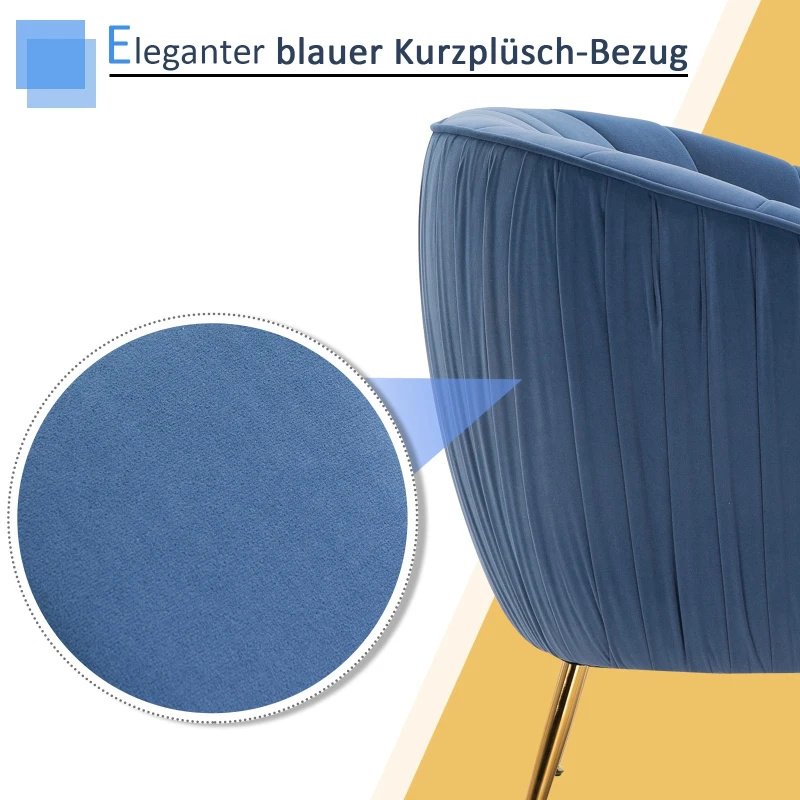 HOMCOM® Relaxsessel Ohrensessel Fernsehsessel Esszimmerstuhl Armlehne Metallbeine Blau
