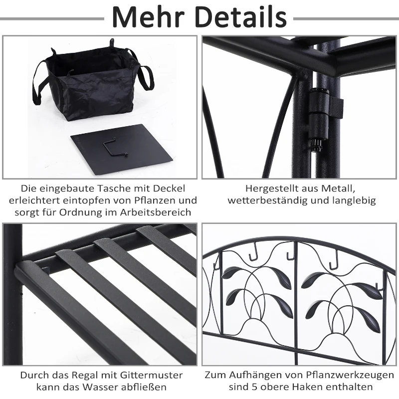 Outsunny Einpflanzstation, Werkbank, Metall, Schwarz
