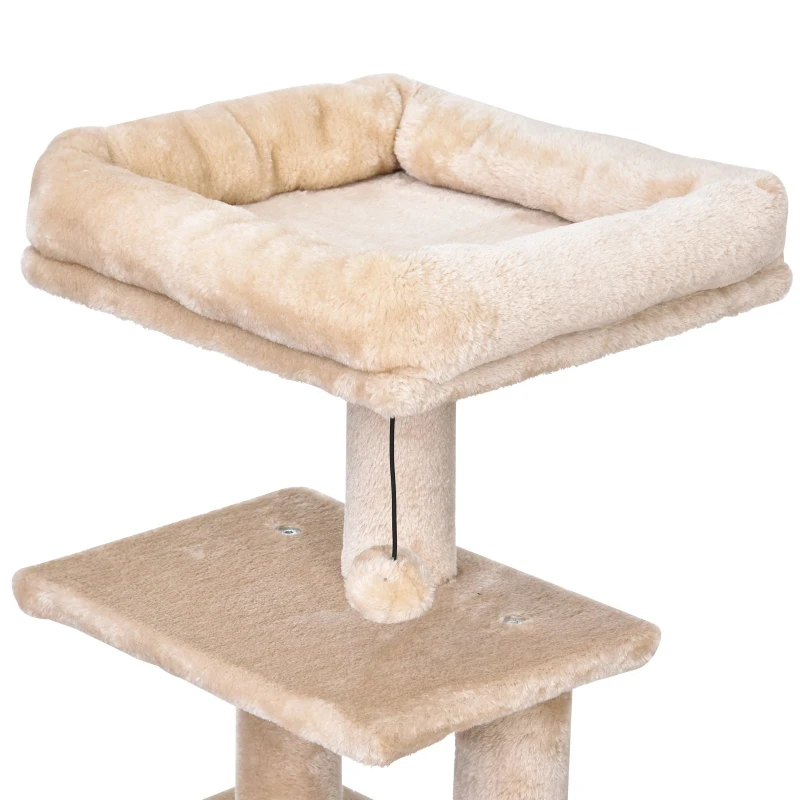 PawHut® Katzenbaum 5-Stock Kratzbaum Katzenhöhle Sisalsäule Kratzbrett Plüsch Beige