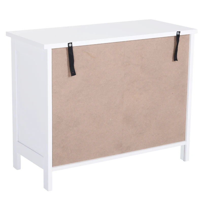 HOMCOM® Schrank Kommode Sideboard mit 2 Schubladen Weiß MDF, Spanplatte 75 x 34 x 60,5 cm