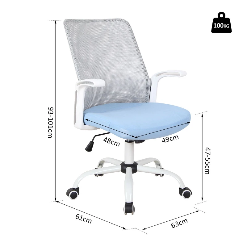 Vinsetto® Höhenverstellbarer Büro und Computerstuhl | Drehstuhl | Kunststoff | 63 x 61 x 93–101 cm | Blau