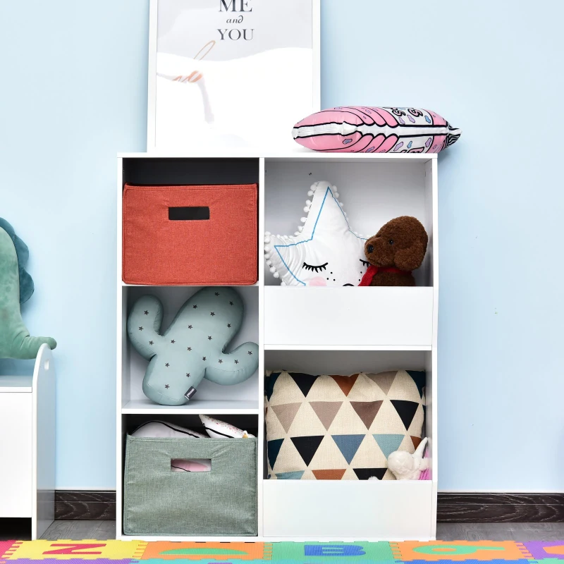 HOMCOM® Aufbewahrungsregal mit 5 Fächern Standregal Spielzeugregal 2 Schubladen MDF Weiß