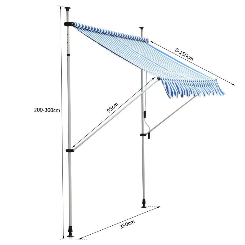 Outsunny® Fenstermarkise Sonnenschutz Balkonmarkise Faltarm Aluminium Polyester 150x350cm