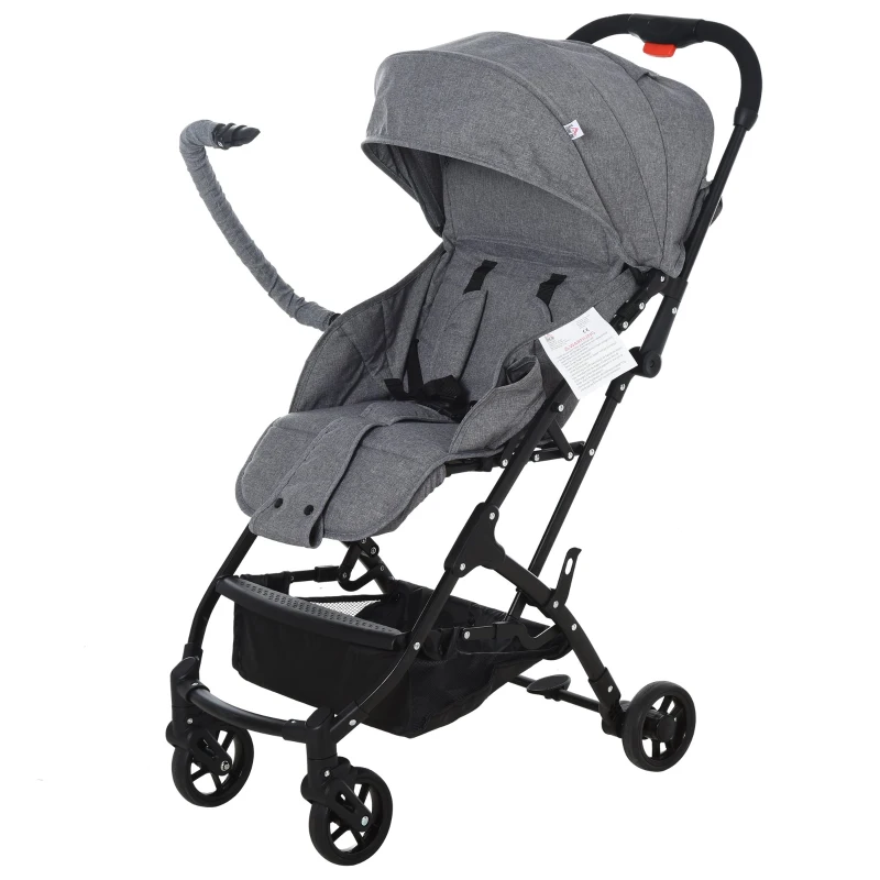 HOMCOM® Kinderwagen Faltbarer Buggy Babyschale Babywanne 0-36 Monate Grau