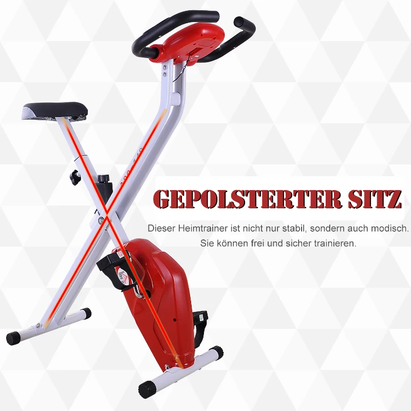 HOMCOM® Heimtrainer | Stahl, ABS | 83 x 43 x 110 cm | Weiß, Rot