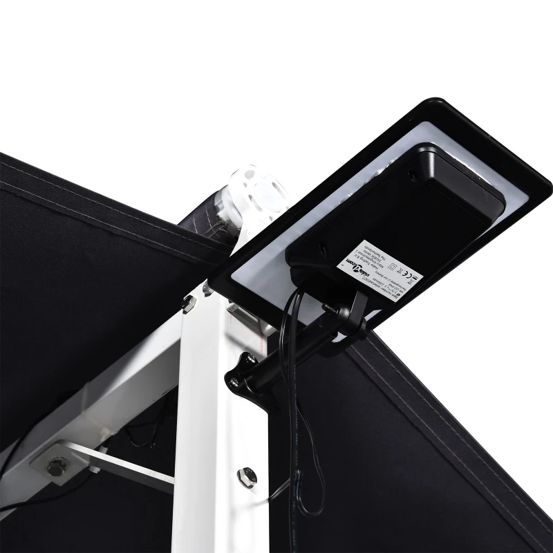 Outsunny® Standmarkise Standmarkise LED Solarlichter Faltarm Kurbel Polyester Schwarz