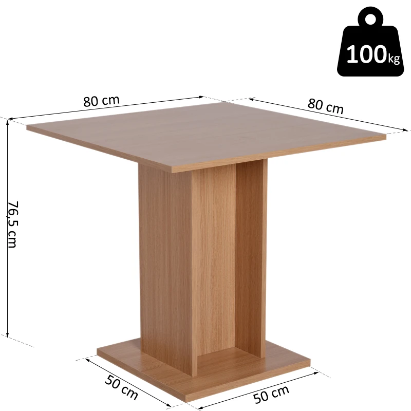 HOMCOM® Esstisch Küchentisch Esszimmertisch Holztisch Bistrotisch rechteckig Holz Natur 80 × 80 × 76,5 cm