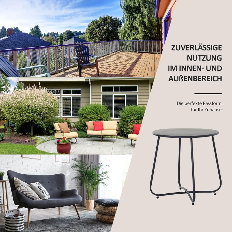 Outsunny® Beistelltisch Couchtisch Wohnzimmertisch Kaffeetisch Metall Schwarz