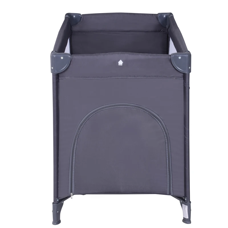 HOMCOM® Babybett Kinderreisebett klappbar Klappbett mit Matratze + Rollen Tragetasche Schwarz 120 x 60 x 75 cm