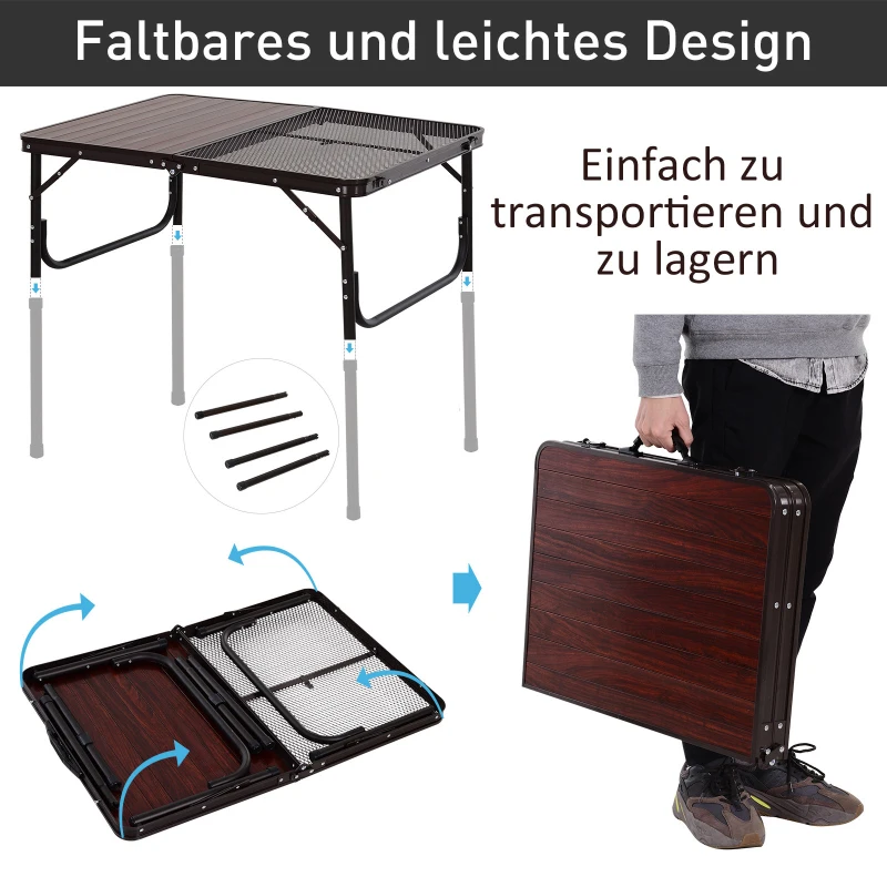 Outsunny® Campingtisch Klapptisch Picknicktisch 2-stufig höhenverstellbar Alu-Legierung