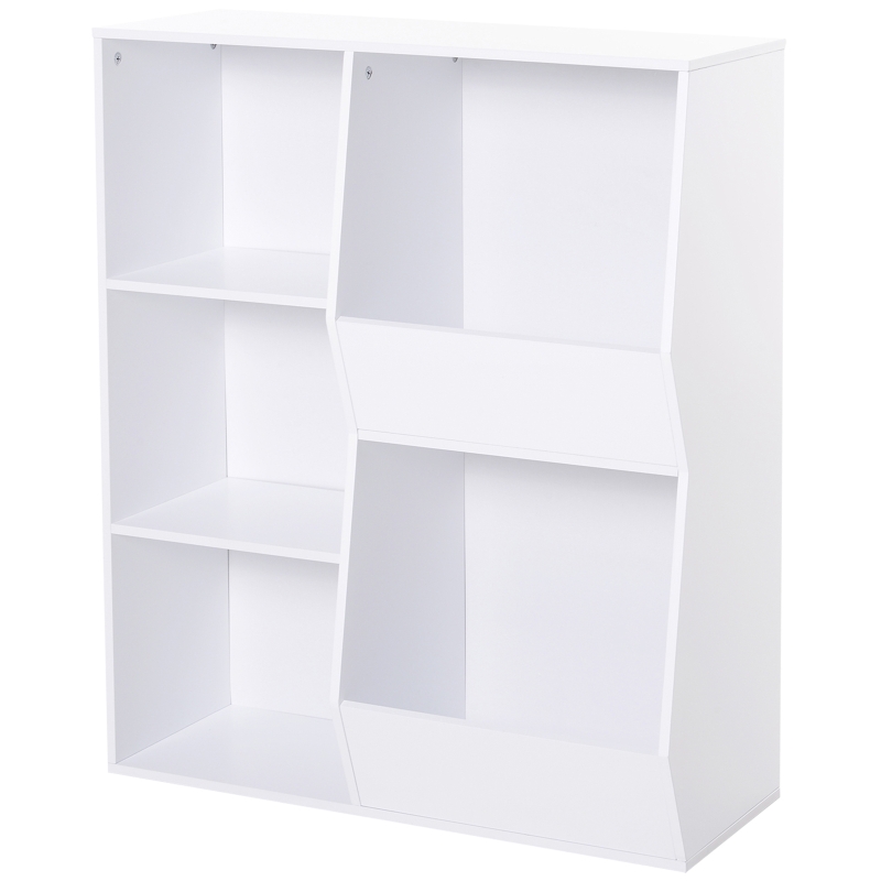 HOMCOM® Aufbewahrungsregal mit 5 Fächern Standregal Spielzeugregal 2 Schubladen MDF Weiß