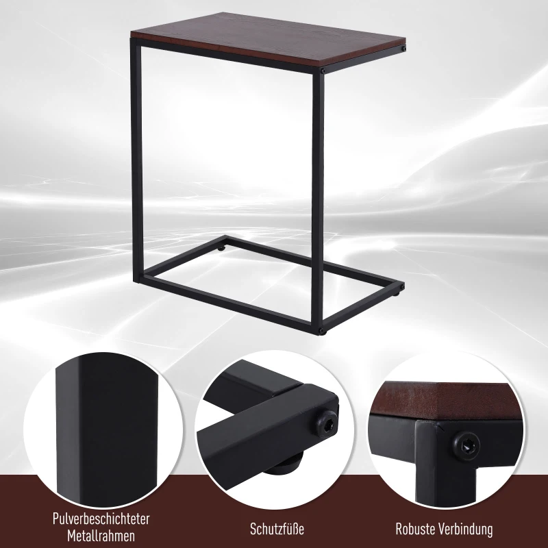 HOMCOM® Beistelltisch in C-Form Kaffeetisch Couchtisch Standtisch Tisch Metall MDF