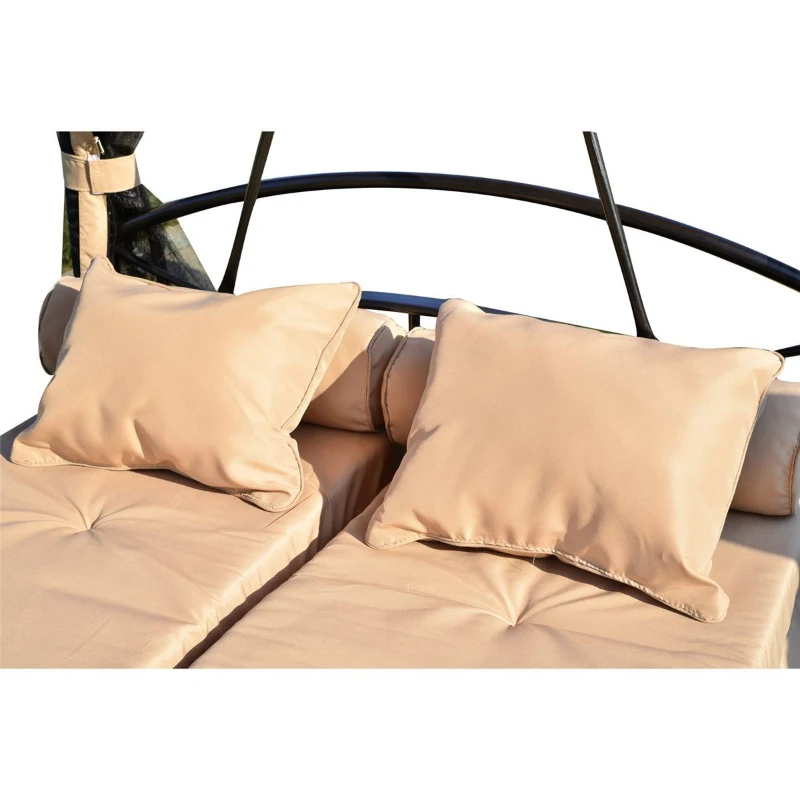 Outsunny® Luxus Gartenschaukel Hollywoodschaukel Doppeldach Bettfunktion Moskitonetz