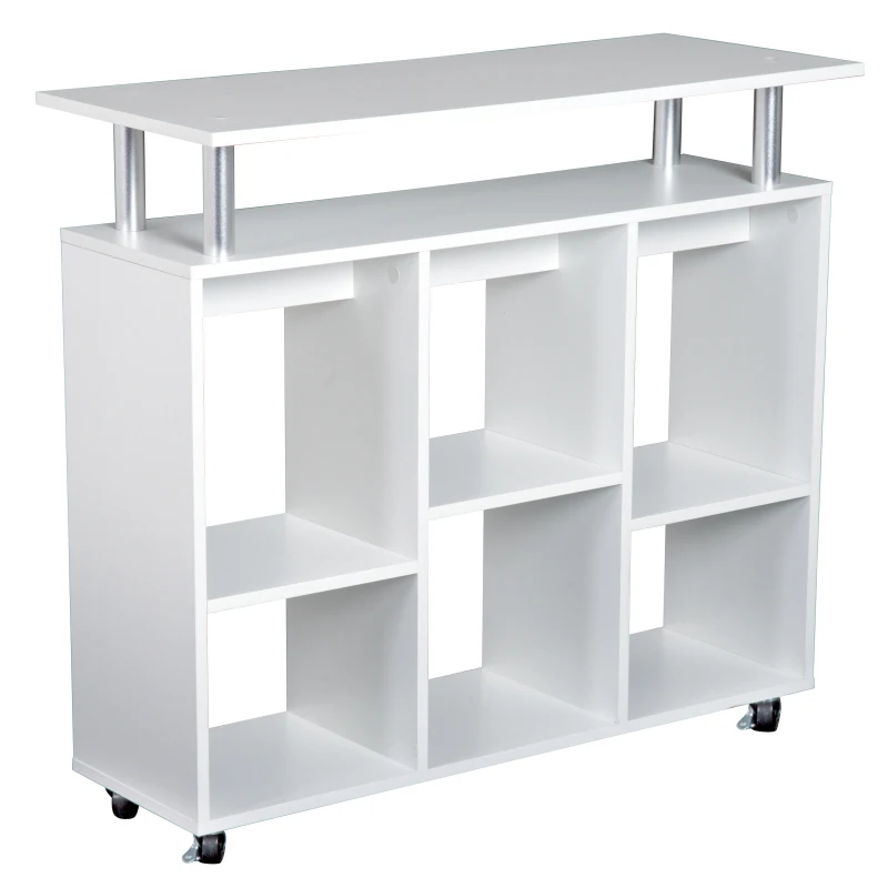 HOMCOM® Küchenwagen Servierwagen Rollwagen mit 6 Fächern Weiß