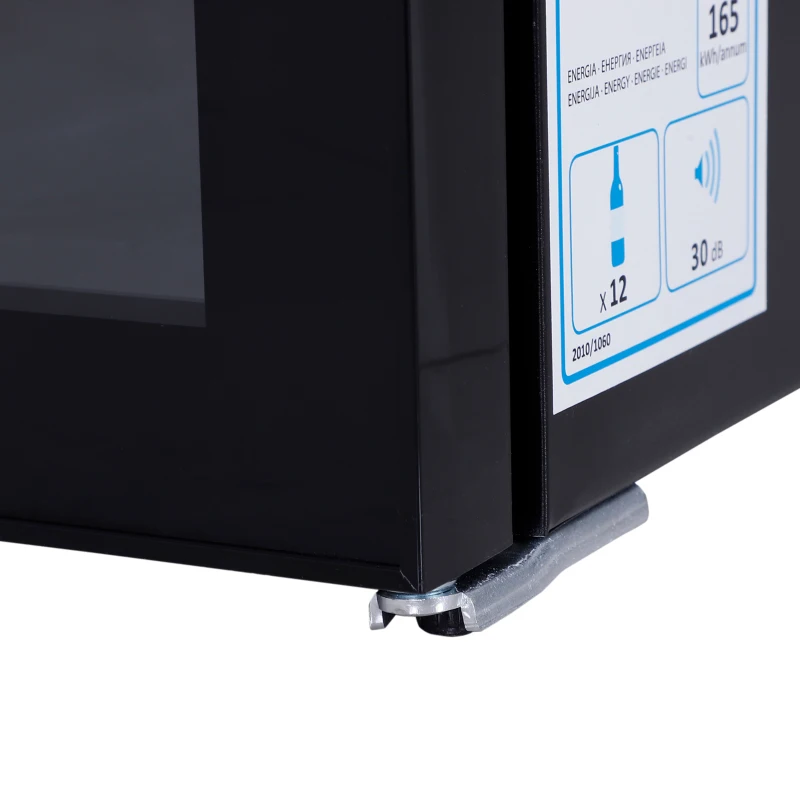 HOMCOM® Weinkühlschrank Freistehender Einzonen-Kühlschrank 12 Flaschen 11-18 °C ESG