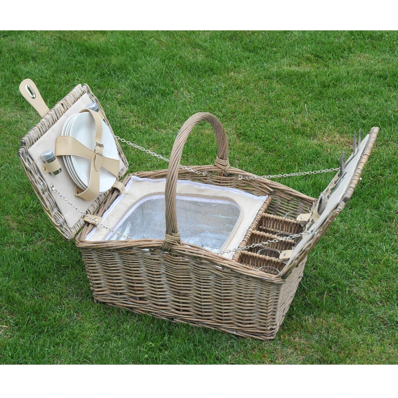 Outsunny® 23tlg. Picknickkorb mit Geschirr Kühlfach 4 Personen