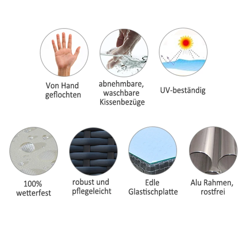 Outsunny Polyrattan Hocker Fußhocker Lounge für Sitzgruppe Rattan Gartenmöbel Garnitur Würfel Alu