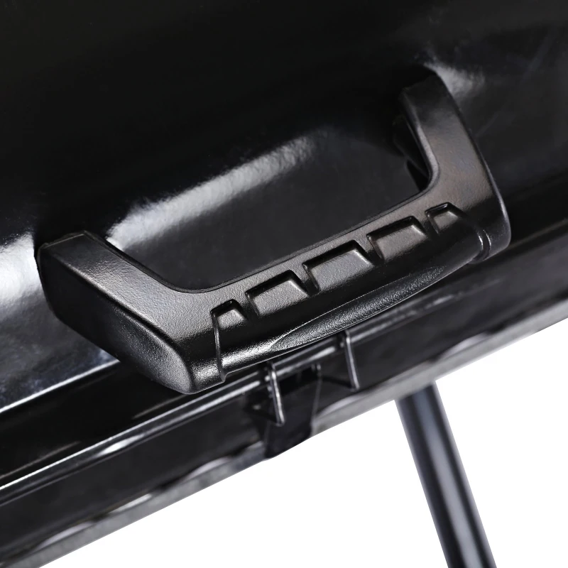 Outsunny Holzkohlegrill mit Rädern, Grillwagen, Metall, Schwarz