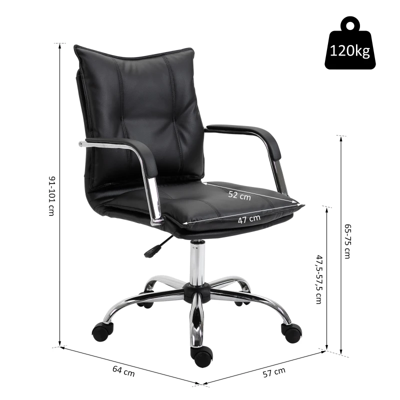 Vinsetto® Bürostuhl Drehstuhl Kunstleder Schwarz
