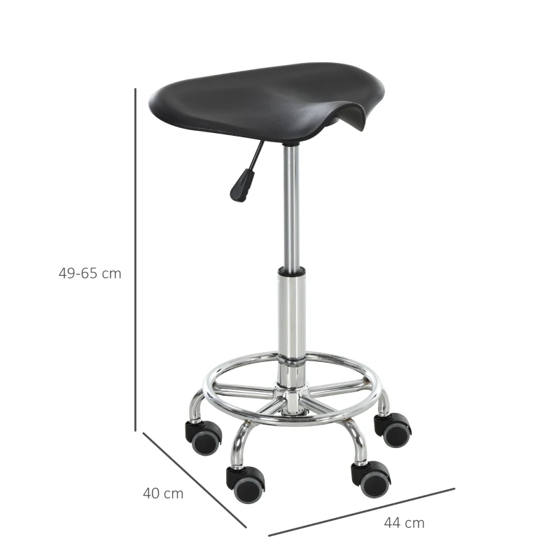 HOMCOM® Sattelhocker für Büro Salon Massage verstellbar Drehhocker Rollhocker Schwarz