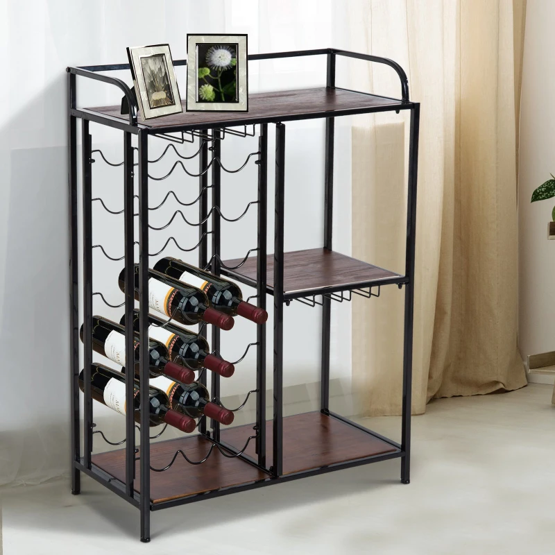 HOMCOM® Weinregal Weinschrank Weinständer 21 Flaschen 3 Staufächer