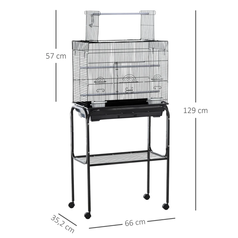 PawHut® Vogelkäfig Vogelhaus Vogelvoliere Metallvoliere für Vögel mit Ständer rollbar