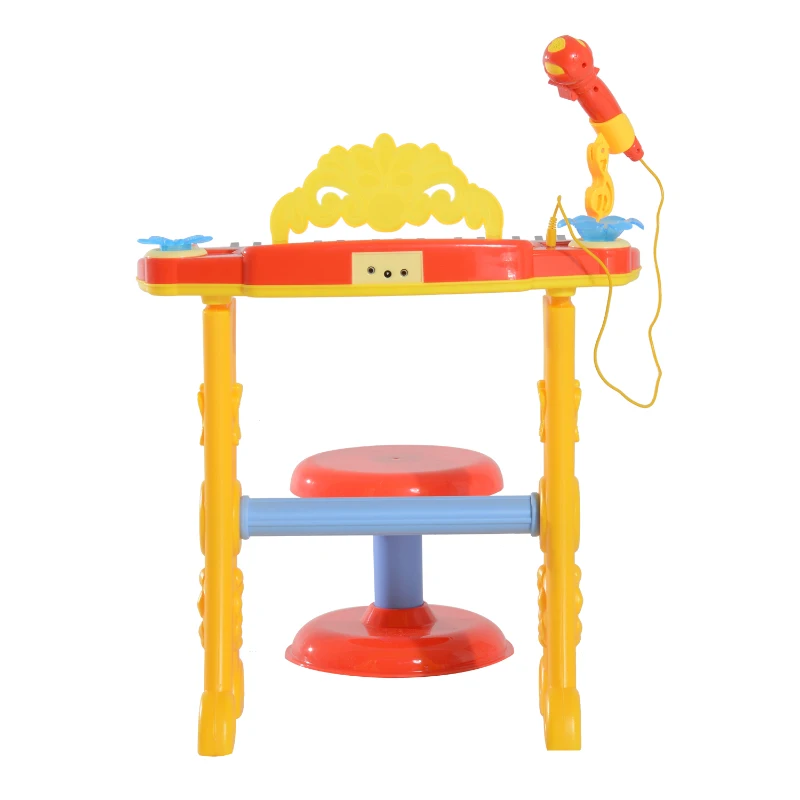 HOMCOM Kinder Mini-Klavier MP3 inkl. Hocker 32 Tasten gelb