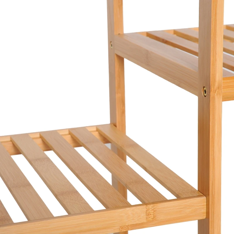 HOMCOM® Badregal Standregal Bambus Regal 9 Ablagen DIY