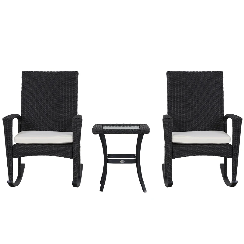 Outsunny® Schaukelstuhl Set Gartenmöbel 3-teilige Sitzgruppe 2 Stühle 1 Tisch Metall